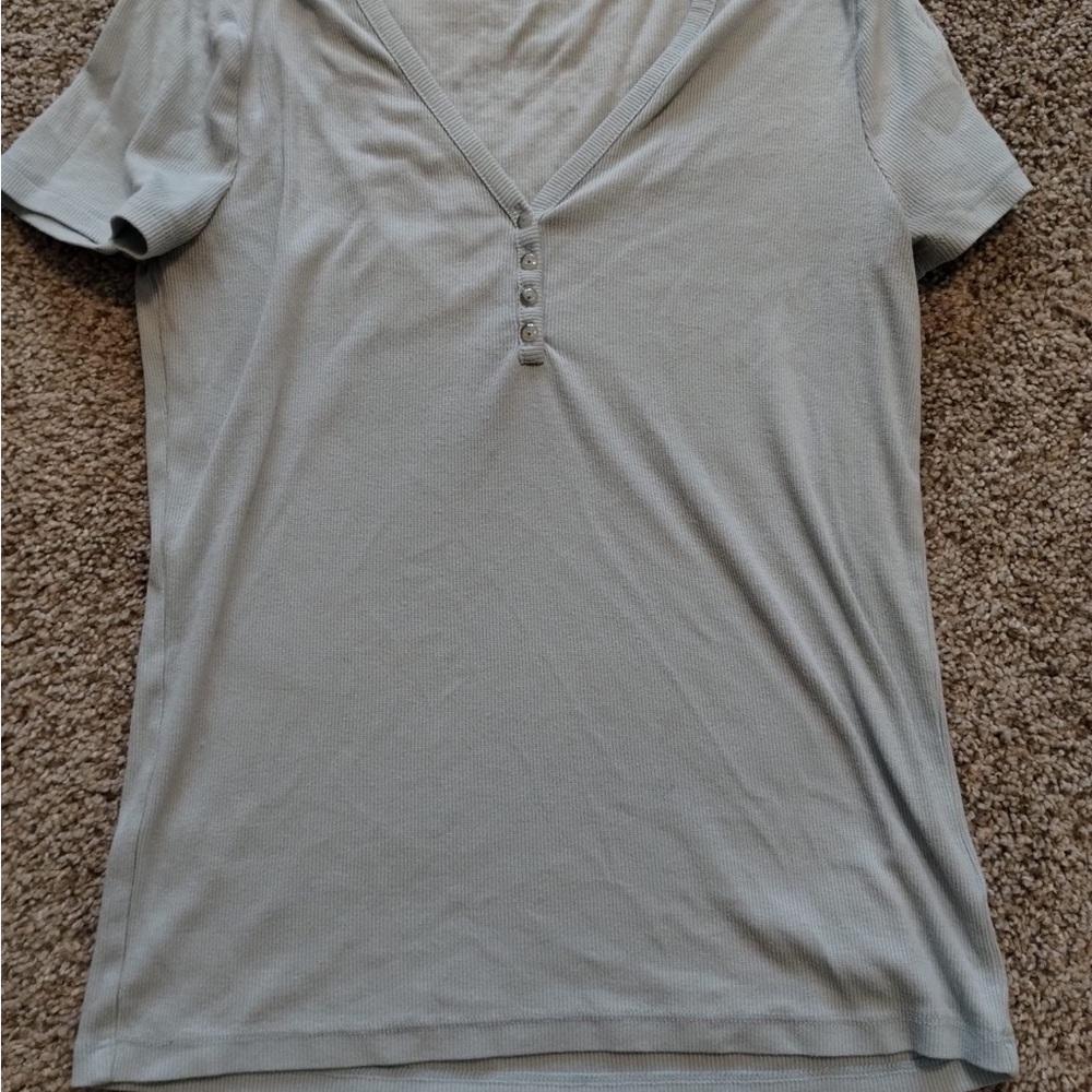Women's Light Gray V-Neck Top